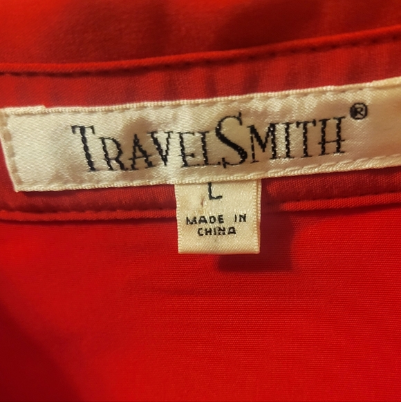 TravelSmith Red Button Front Shirt Dress Women’s Large Long Sleeve - Picture 3 of 3